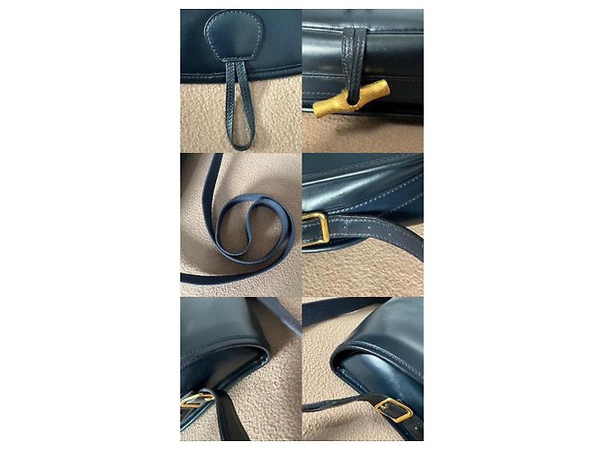 Duffle Hermès Bolsa de bambu Azul marinho - vista 8