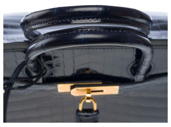 Hermès Borsa HERMES BIRKIN 30 in Pelli Esotiche Blu Navy - 101736 - vista 10