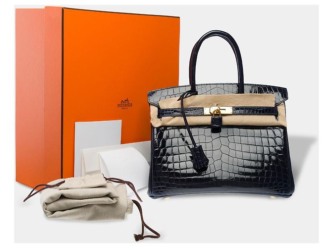 Hermès Borsa HERMES BIRKIN 30 in Pelli Esotiche Blu Navy - 101736 - vista 2