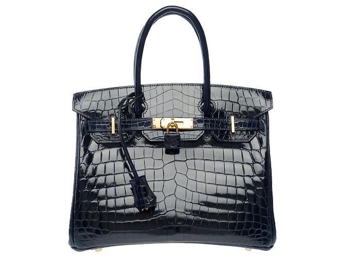 Hermès Borsa HERMES BIRKIN 30 in Pelli Esotiche Blu Navy - 101736 - vista 3