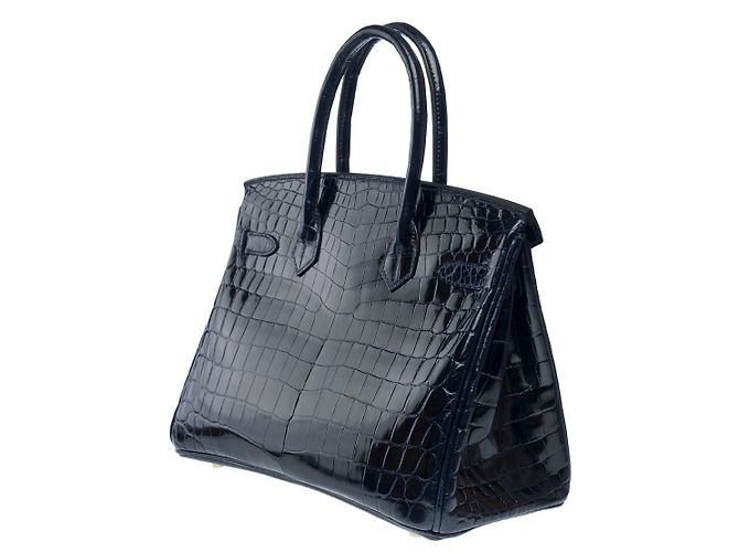 Hermès Borsa HERMES BIRKIN 30 in Pelli Esotiche Blu Navy - 101736 - vista 6