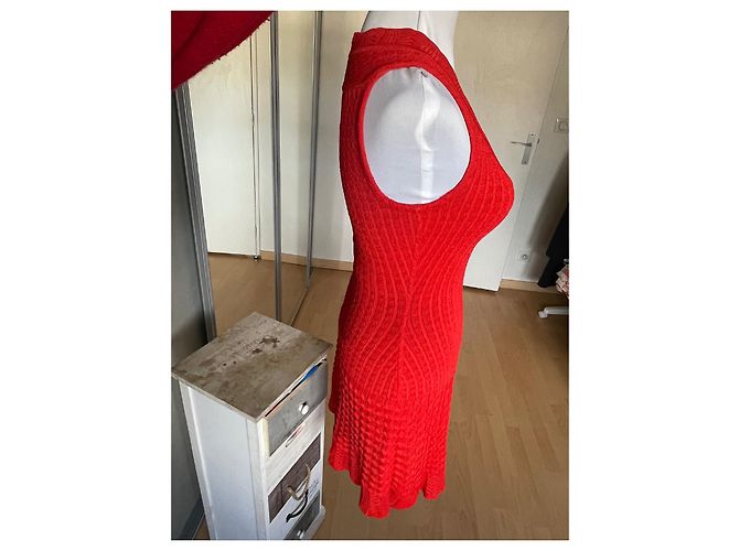 Alaïa Red Viscose Dress with Integrated Bodysuit - view 2