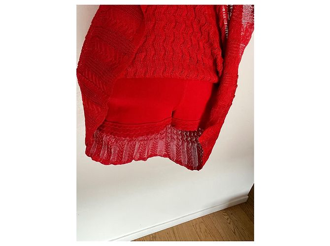 Alaïa Red Viscose Dress with Integrated Bodysuit - view 3