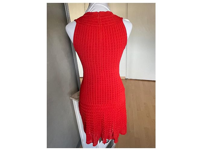 Alaïa Red Viscose Dress with Integrated Bodysuit - view 4