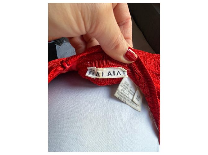 Alaïa Red Viscose Dress with Integrated Bodysuit - view 6