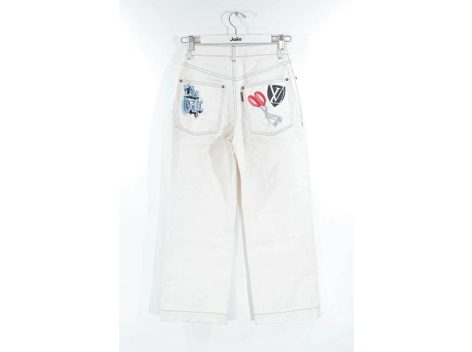 Louis Vuitton Gerade Jeans aus Baumwolle Weiß - Ansicht 3