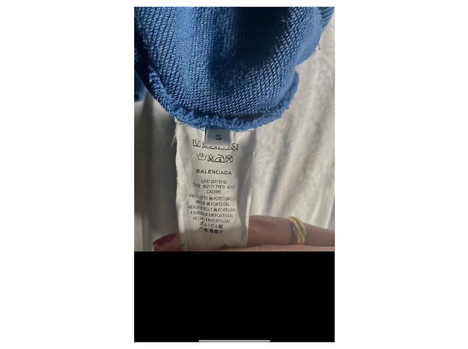 Balenciaga LOGO-HOODIE MIT MEHRFARBIGEM LOGO-PRINT VORNE Blau - Ansicht 3