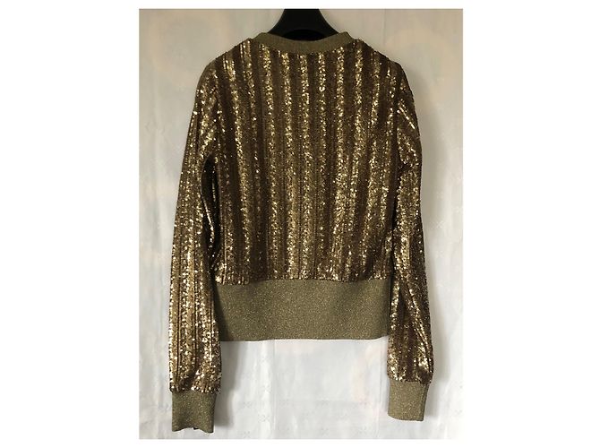 Autre Marque Pull à paillettes Dolce&Gabbana Doré Soie Polyester - vue 2