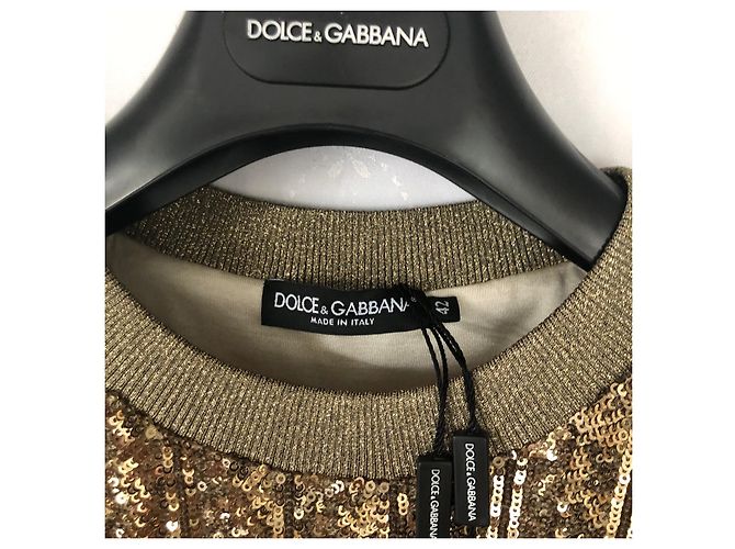 Autre Marque Pull à paillettes Dolce&Gabbana Doré Soie Polyester - vue 3