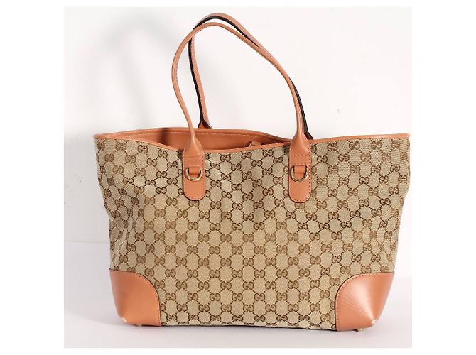Borsa shopping Gucci Heart Bit monogramma GG beige Marrone chiaro - vista 2