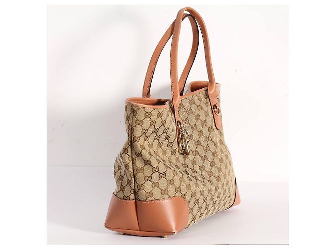 Borsa shopping Gucci Heart Bit monogramma GG beige Marrone chiaro - vista 3
