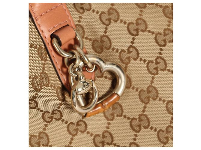 Borsa shopping Gucci Heart Bit monogramma GG beige Marrone chiaro - vista 8