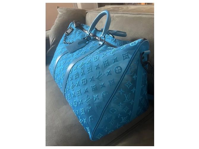 Abbesses Louis Vuitton keepall 50 édition limitée Bleu clair - vue 3