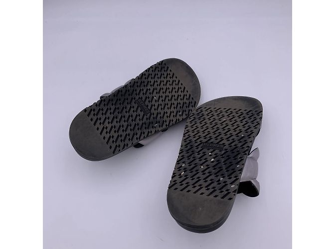 Hermès Hermes Silber Leder Chaîne d'Ancre Extra Slide Sandalen Schuhgröße 37 - Ansicht 6