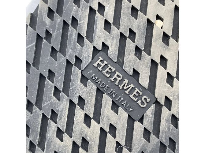 Hermès Hermes Silber Leder Chaîne d'Ancre Extra Slide Sandalen Schuhgröße 37 - Ansicht 7