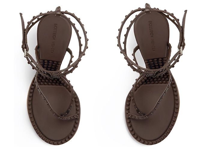 Sandali Bottega Veneta Lagoon Bubble Low in pelle marrone - vista 3