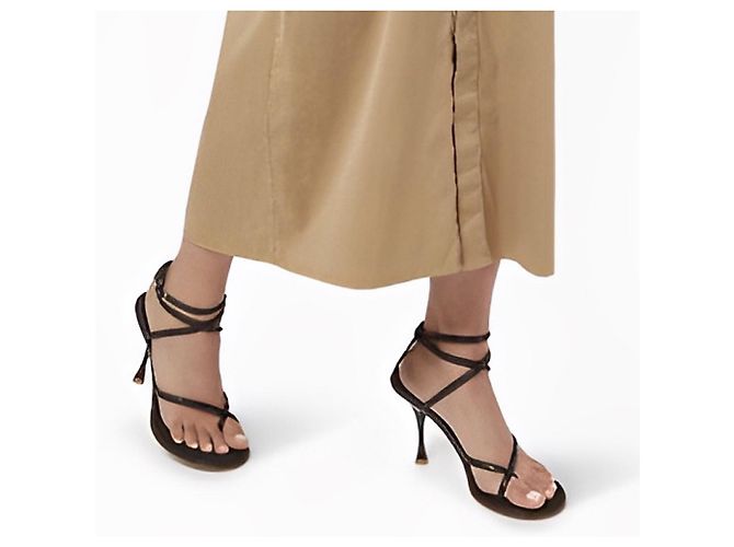 Sandali Bottega Veneta Lagoon Bubble Low in pelle marrone - vista 5