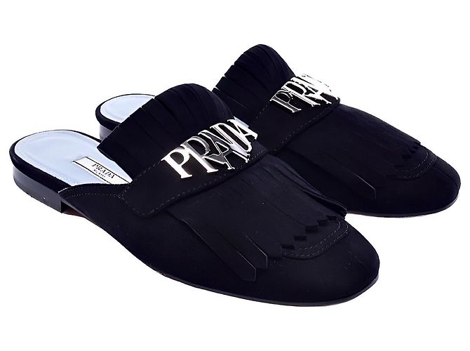 Mules Prada in pelle di cervo nera Nero - vista 2