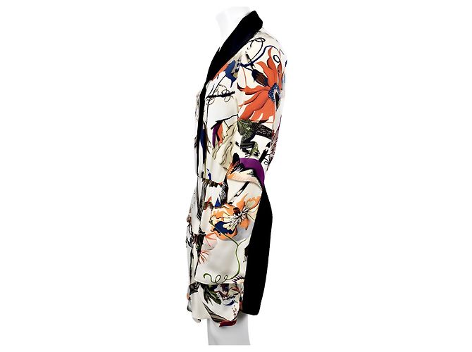 Balenciaga Iguana Seidenkleid mit Blumenmuster Eggshell Aus weiß - Ansicht 2