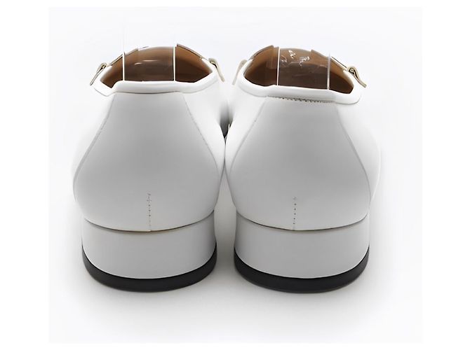 Mocassini Salvatore Ferragamo Gancini in pelle Eggshell Bianco sporco - vista 3