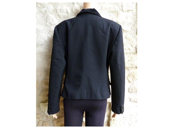 Giacca corta Dior in lana nera con collo in velluto Nero - vista 4