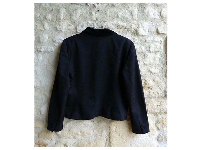 Giacca corta Dior in lana nera con collo in velluto Nero - vista 5