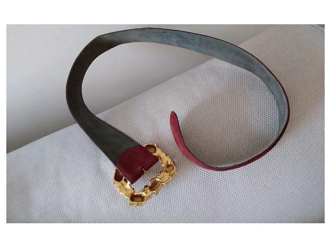Cinturón Chantal Thomass de Nubuck Rojo Oscuro con Perlas Burdeos - vista 4