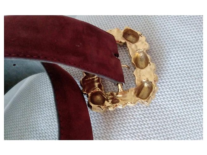 Cinturón Chantal Thomass de Nubuck Rojo Oscuro con Perlas Burdeos - vista 6