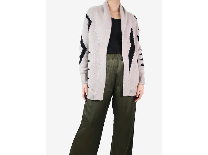 360 Cashmere Grauer Azteken-Cardigan – Größe XS - Ansicht 3