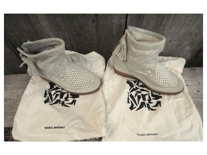 Botines Isabel Marant Basley de ante eggshell Blanco roto - vista 2