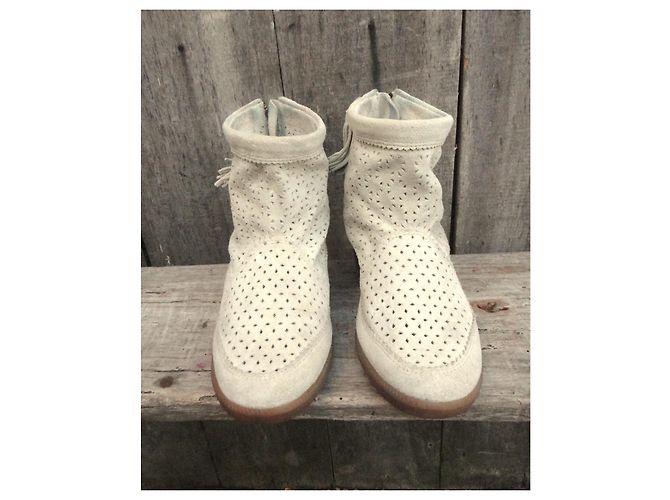 Botines Isabel Marant Basley de ante eggshell Blanco roto - vista 4