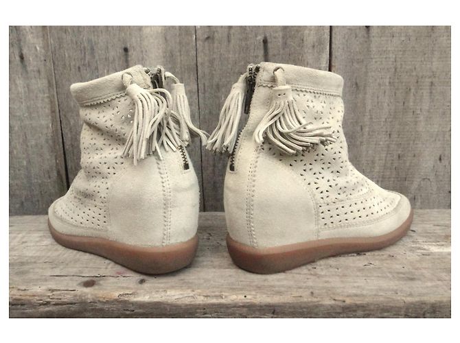 Botines Isabel Marant Basley de ante eggshell Blanco roto - vista 5