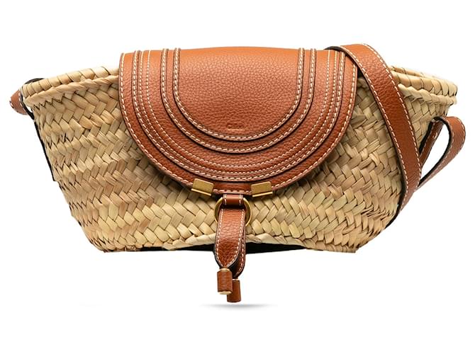 Mae, Brown Leather-Raffia