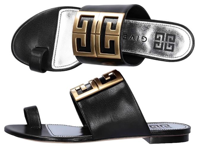 Sandali Givenchy in pelle martellata nera Nero - vista 4