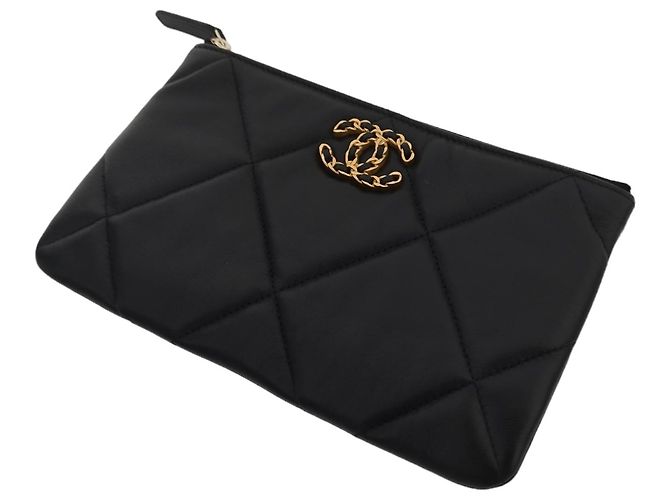 Clutch Chanel 19 in pelle di agnello nera Nero - vista 6