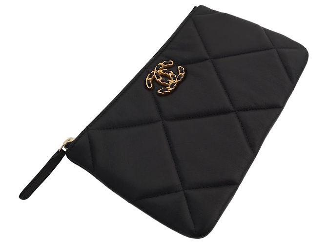 Clutch Chanel 19 in pelle di agnello nera Nero - vista 7