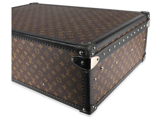 Malle Louis Vuitton Monogram Macassar & cuir noir Alzer 70 Marron - vue 10