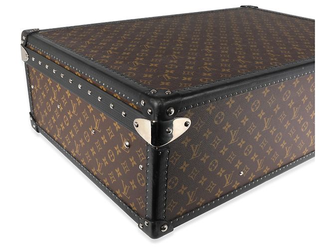 Malle Louis Vuitton Monogram Macassar & cuir noir Alzer 70 Marron - vue 11
