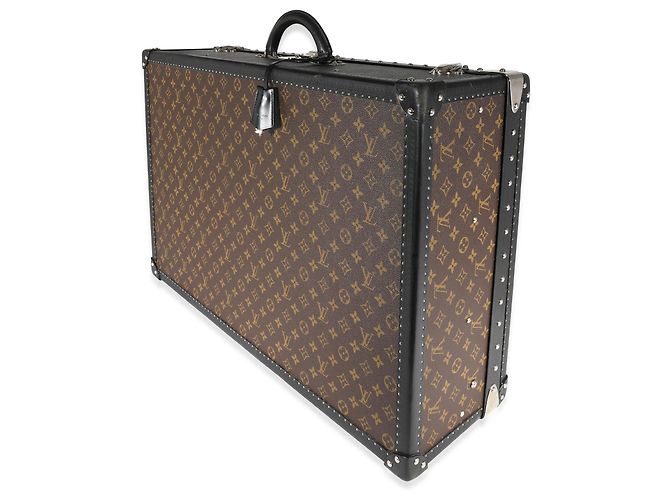 Malle Louis Vuitton Monogram Macassar & cuir noir Alzer 70 Marron - vue 2