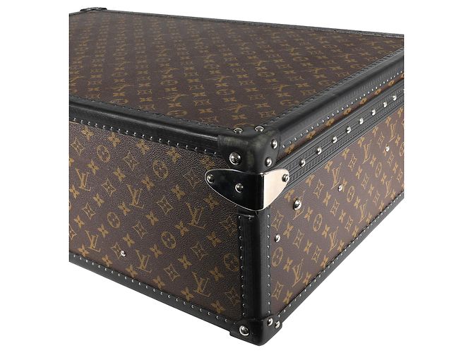 Malle Louis Vuitton Monogram Macassar & cuir noir Alzer 70 Marron - vue 4