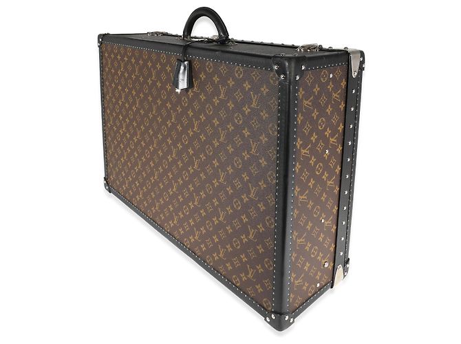 Malle Louis Vuitton Monogram Macassar & cuir noir Alzer 70 Marron - vue 8