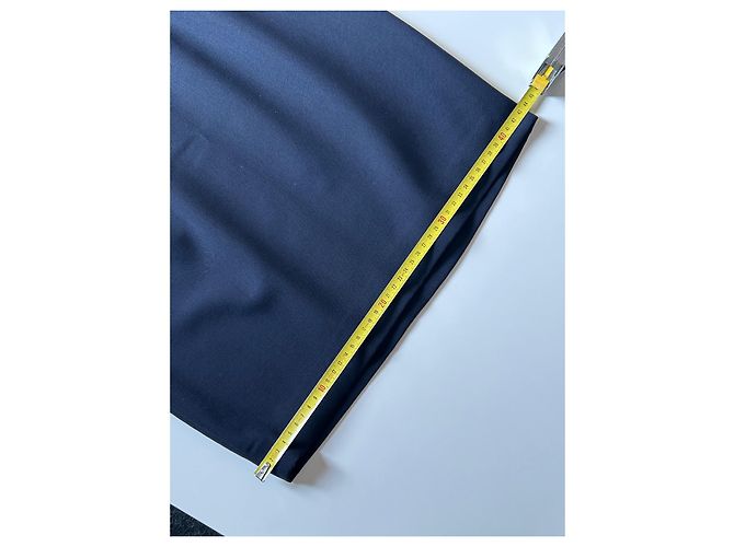 Autre Marque Falda lápiz Christian Linarès de lana azul marino - vista 14