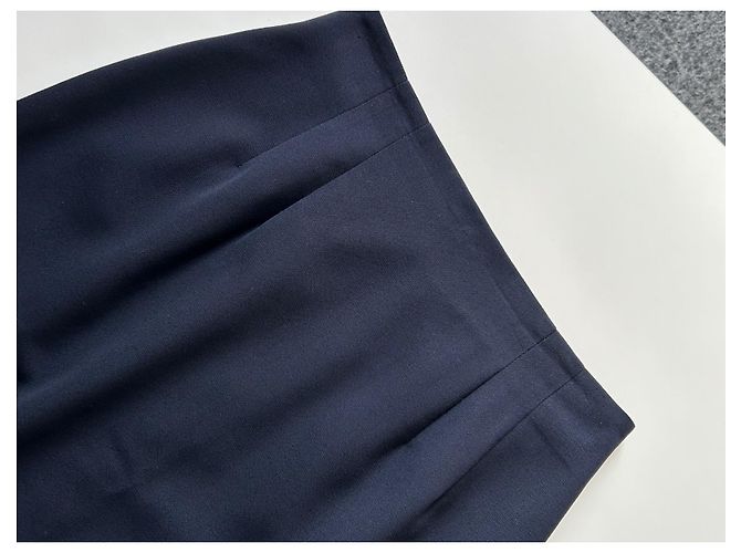 Autre Marque Falda lápiz Christian Linarès de lana azul marino - vista 9