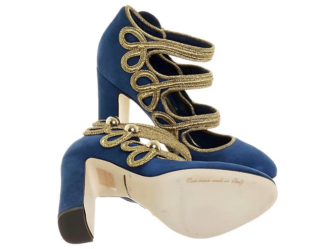 Décolleté Mary Jane Dolce & Gabbana blu scuro scamosciato 37 - vista 4