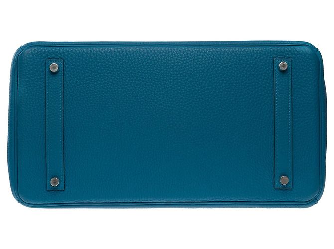 Hermès HERMES BIRKIN BAG 35 in Blue Leather - 101733 - view 11