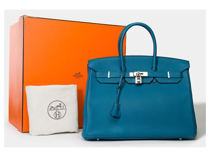Hermès HERMES BIRKIN BAG 35 in Blue Leather - 101733 - view 2