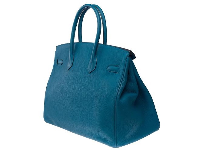Hermès HERMES BIRKIN BAG 35 in Blue Leather - 101733 - view 6