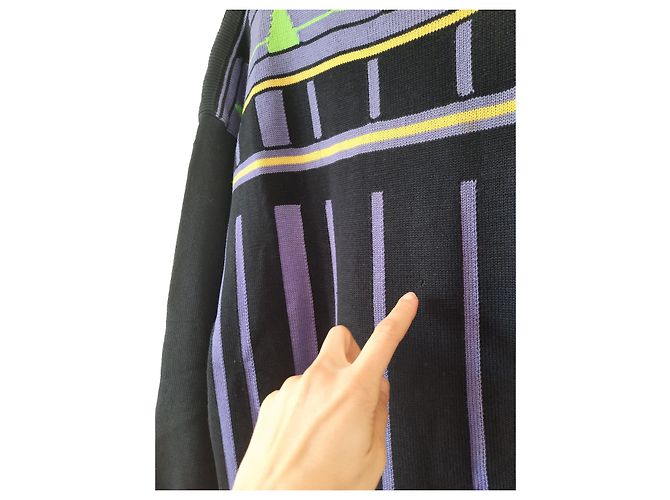 Gianni Versace Strickwaren Vintage Herren Wollpullover 80S 90S Schwarz Mehrfarben - Ansicht 18