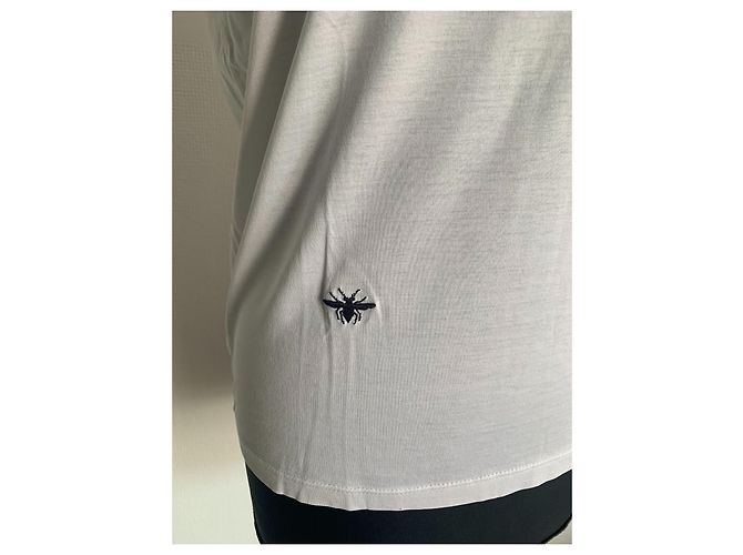 Camiseta Dior branca de algodão com decote em V e bordado de abelha Branco - vista 10