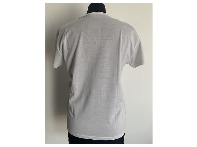 Camiseta Dior branca de algodão com decote em V e bordado de abelha Branco - vista 11
